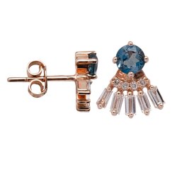 Baget Detaylı London Blue Topaz Küpe