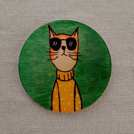 Sarı kazaklı kedi bardak altlığı