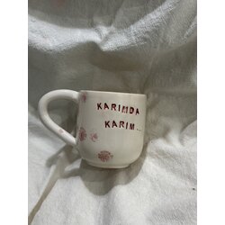 Seramik El Yapımı KARIM DA KARIM  Fincanı KIRMIZI