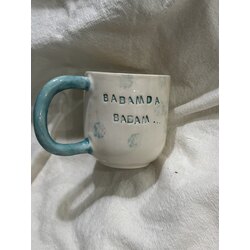 Seramik El Yapımı BABAM DA BABAM Fincanı turkuaz