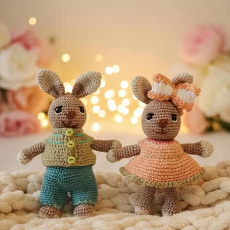 tavşan çift amigurumi
