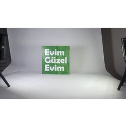 Masif ahşaptan yazılı duvar süsü -Evim Güzel Evim-