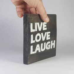 Live, Love, Laugh...  El boyaması masif ahşap duvar süsü