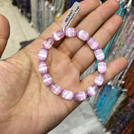 Pembe Selenit Taşlı Bileklik