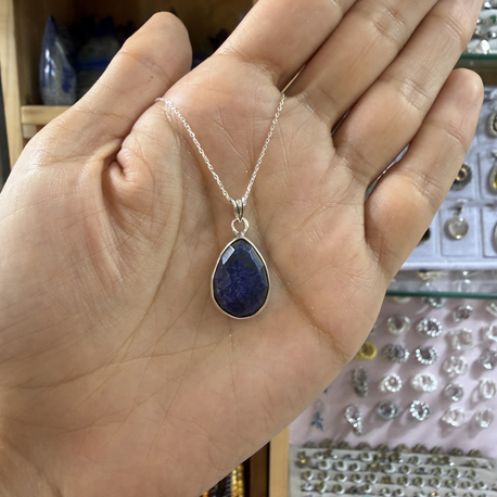 Lapis Lazuli Taşlı Gümüş Kolye