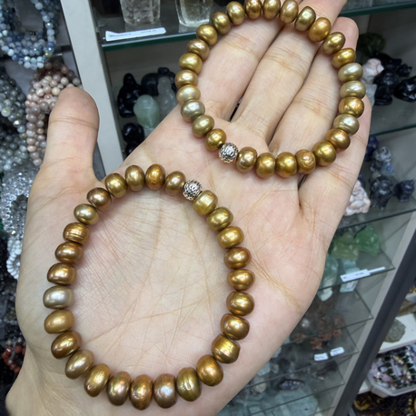 Doğal Gold inci bileklik 