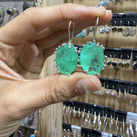 Paraiba taşlı gümüş küpe