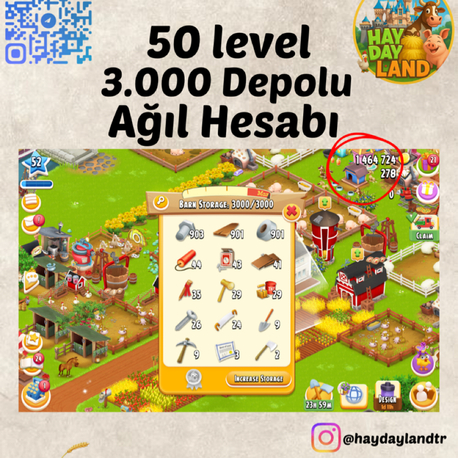 50+ LEVEL 3000 AĞIL MALZEMESİ DOLU HESAP