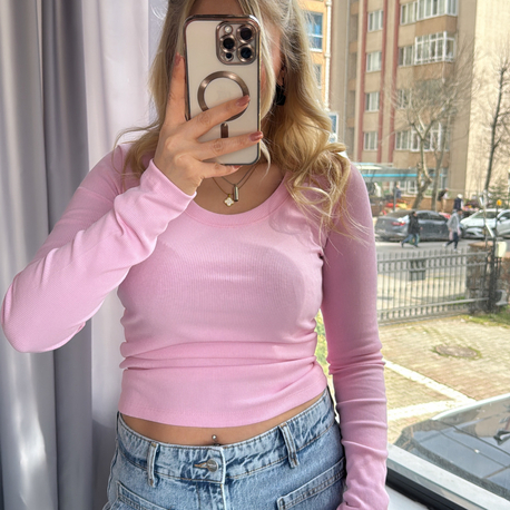 Pembe kaşkorse bluz