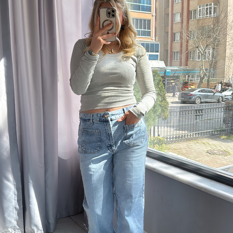 Gri kaşkorse bluz
