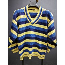 Vintage Unisex Sarı Lacivert Kazak 