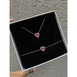 925 Ayar Gümüş Swarovski Kalpli Set