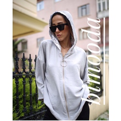Kapşonlu Fermuarlı Bluz