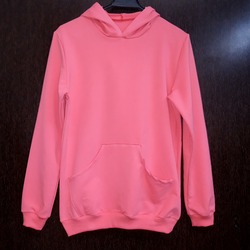 Pembe Bayan Kanguru Cepli Kapüşonlu Sweatshirt
