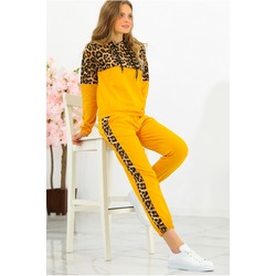 Leopar Desen Eşofman Takımı Hardal
