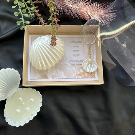 İstiridye mum + anahtarlık kutulu