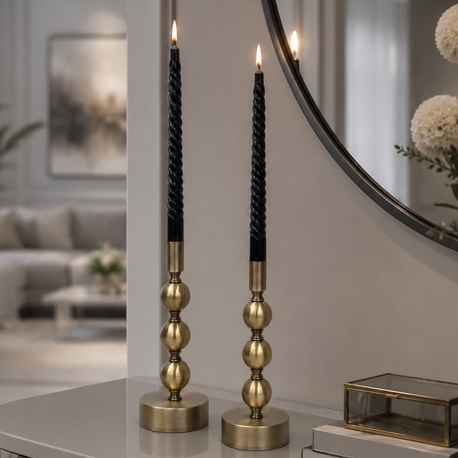2 Lİ ESKİTME METAL TOP MUMLUK SETİ 