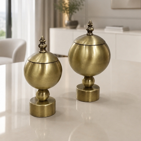 2 Lİ  ESKİTME METAL TOP KUTU DEKOR