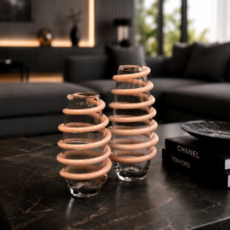 2 Lİ HANDMADE SARMAL DETAYLI VAZO SETİ