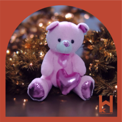 PELUŞ PEMBE PARLAK KALPLİ AYI 40 CM ( SOFYA )