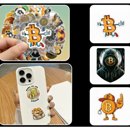 Bitcoin Temalı 60'lı Kripto Sticker Seti - Laptop, Telefon ve Kasa İçin HODL Paketi