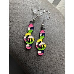 Sol Anahtarı Bijuteri Küpe (Pembe)