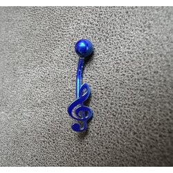 Mavi Sol Anahtarı Çelik Piercing