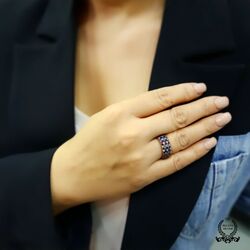 Rose Gümüş Renkli Taşlı Tam Tur Alyans