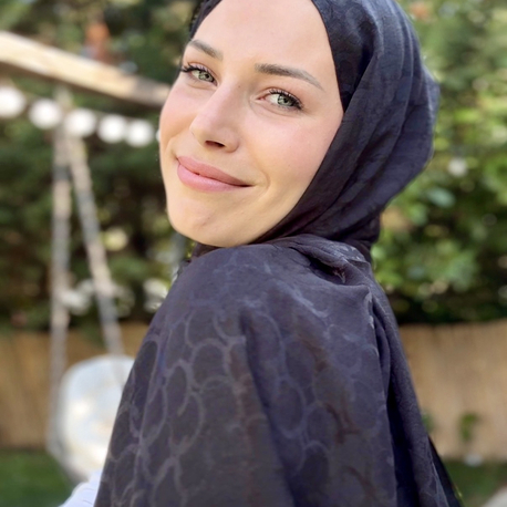 Siyah Yuvarlak Desen Şal