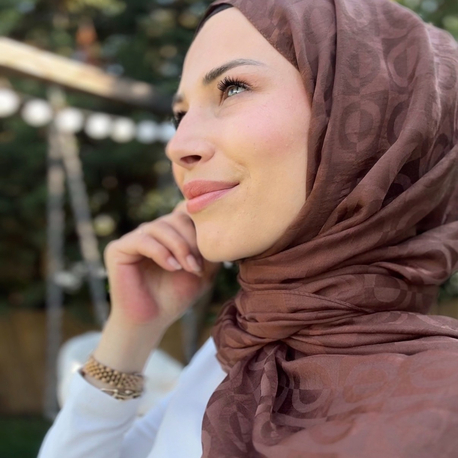 Sütlü Kahve Halka Desen Yazlık Şal
