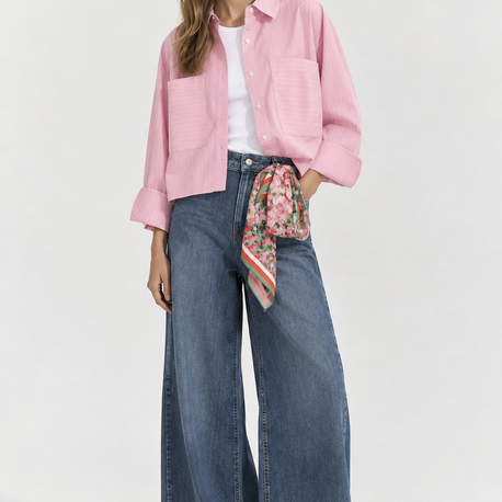 Crop Poplin Gömlek Pembe 