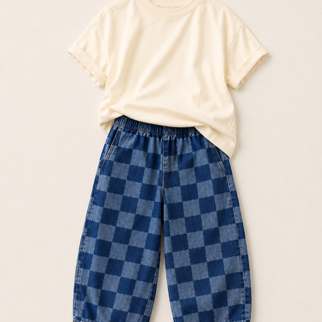 Laciel Paris Unisex Damalı Baloon Jean