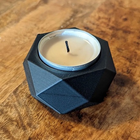Altıgen Özel Tasarım Tealight Mumluk - Siyah