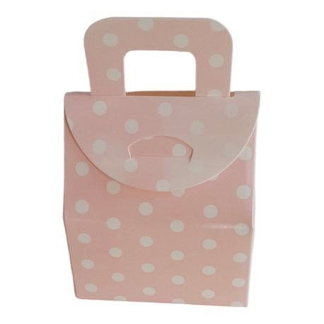 Çanta Pembe Puanlı Kutu Lokum Kutusu Kına Kutusu 5,5x6,5x4 Cm Paket 25 Li Poşet
