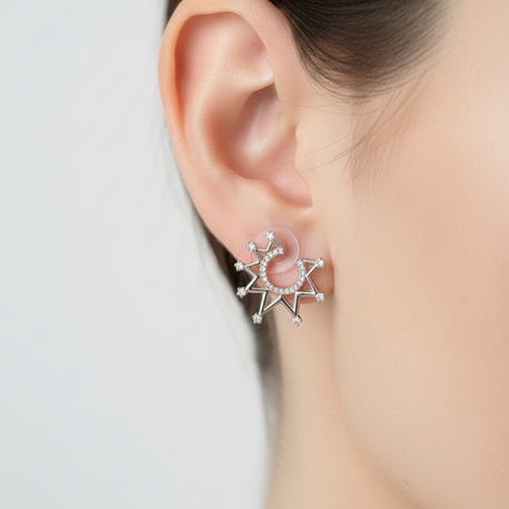 Geometrik Şeklilli Silver Küpe
