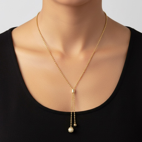 Top detaylı ucu Sarkıtlı top kolye