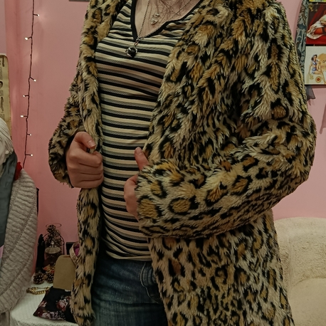 Leopar Desenli Vintage Kürk