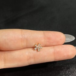 Beş Yaprak Gold Çelik Piercing