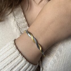 İkili Örme SilverGold Çelik bileklik