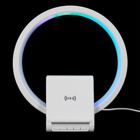 Kablosuz Şarj Destekli RGB Işıklı Masa Lambası ve Bluetooth Hoparlör 