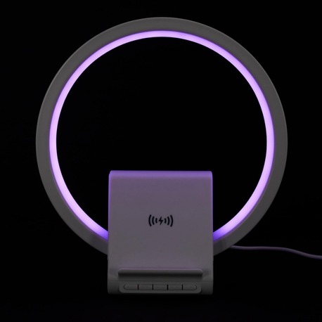 Kablosuz Şarj Destekli RGB Işıklı Masa Lambası ve Bluetooth Hoparlör