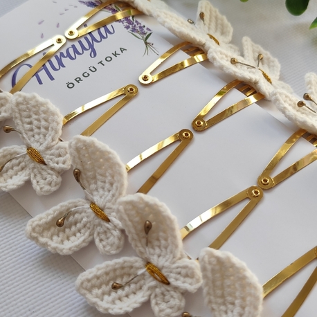 örgü kelebekli Gold toka