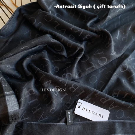 BVLGARI YÜN PAMUK ŞAL ANTRASİT SİYAH