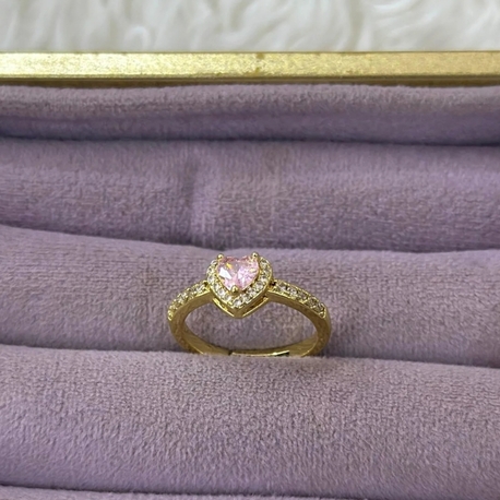 Gold Kalpli Pembe Taşlı Yüzük