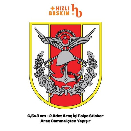 TSK Türk Silahlı Kuvvetleri Logo 6,5x8 cm 2 Adet | Araç Ön Cam Sticker