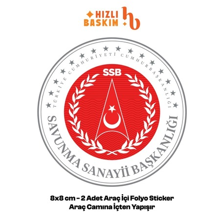 Savunma Sanayi Başkanlığı Logo 8x8 cm 2 Adet | Araç Ön Cam Sticker