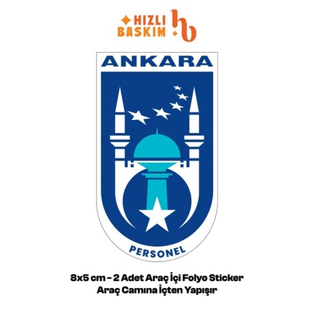 Ankara Büyükşehir Belediyesi - Personel Logo 8x5 cm 2 Adet | Araç Ön Cam Sticker