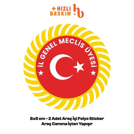 İl Genel Meclis Üyesi Logo 8x8 cm 2 Adet | Araç Ön Cam Sticker