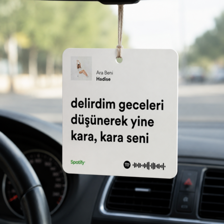 Kişiye Özel Spotify Şarkı Sözleri Pleksi Ayna Süsü | 8x8 cm | Çift Yön UV Baskı