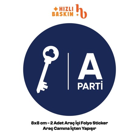 Anahtar Parti Logo 8x8 cm 2 Adet | Araç Ön Cam Sticker